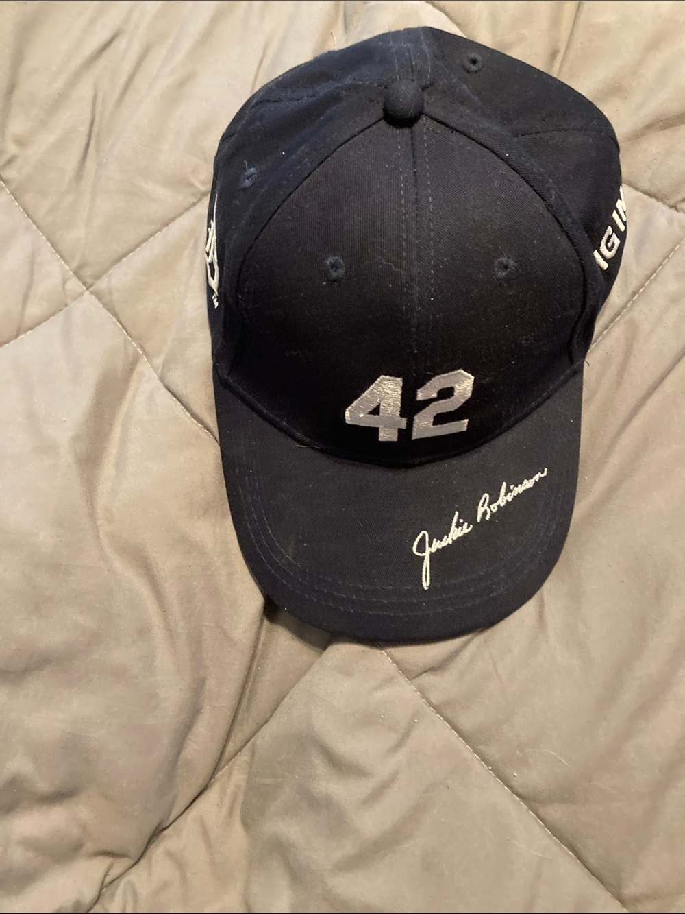 Black '42' Embroidered Baseball Cap with Jackie Robinson Signature